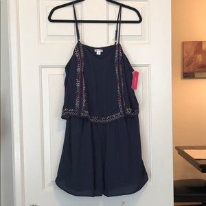 Navy shorts romper NWT